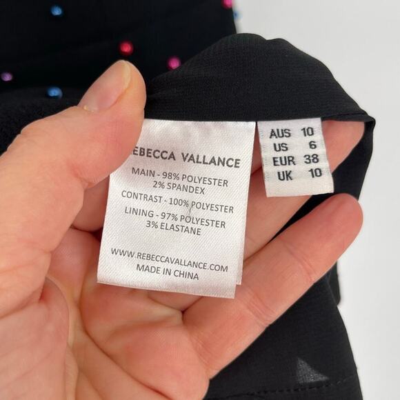 Rebecca Vallance Black Pollock Pearl Embellished Strapless Mini Dress size US 6 - Picture 9 of 11